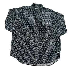 Pacific Club Mens Shirt L Geometric Print Button Down Long Sleeve  Western Core